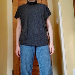 Loft Charcoal Gray Short Sleeve Turtle Neck